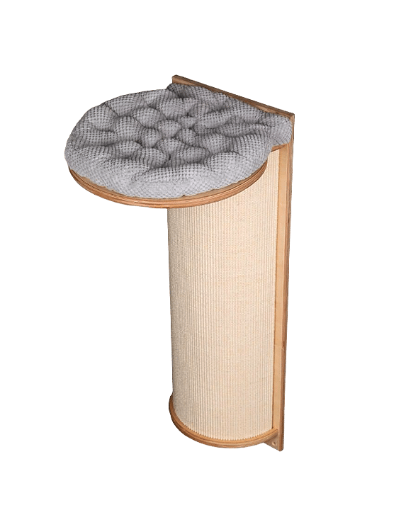 Rascador de pared para gatos con cama