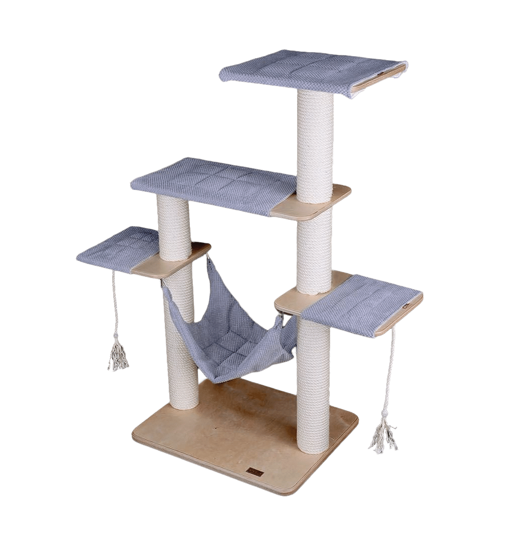 Basic Cat tree 7. Cat tree with several shelves and levels.
