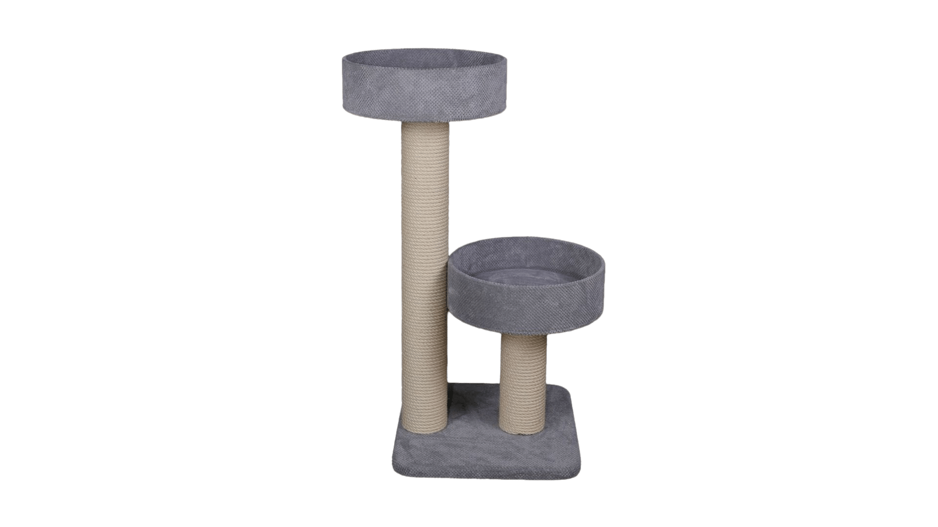 Basic Cat Tree 1 . Basic cat tree with 2 rosettes on a wooden base